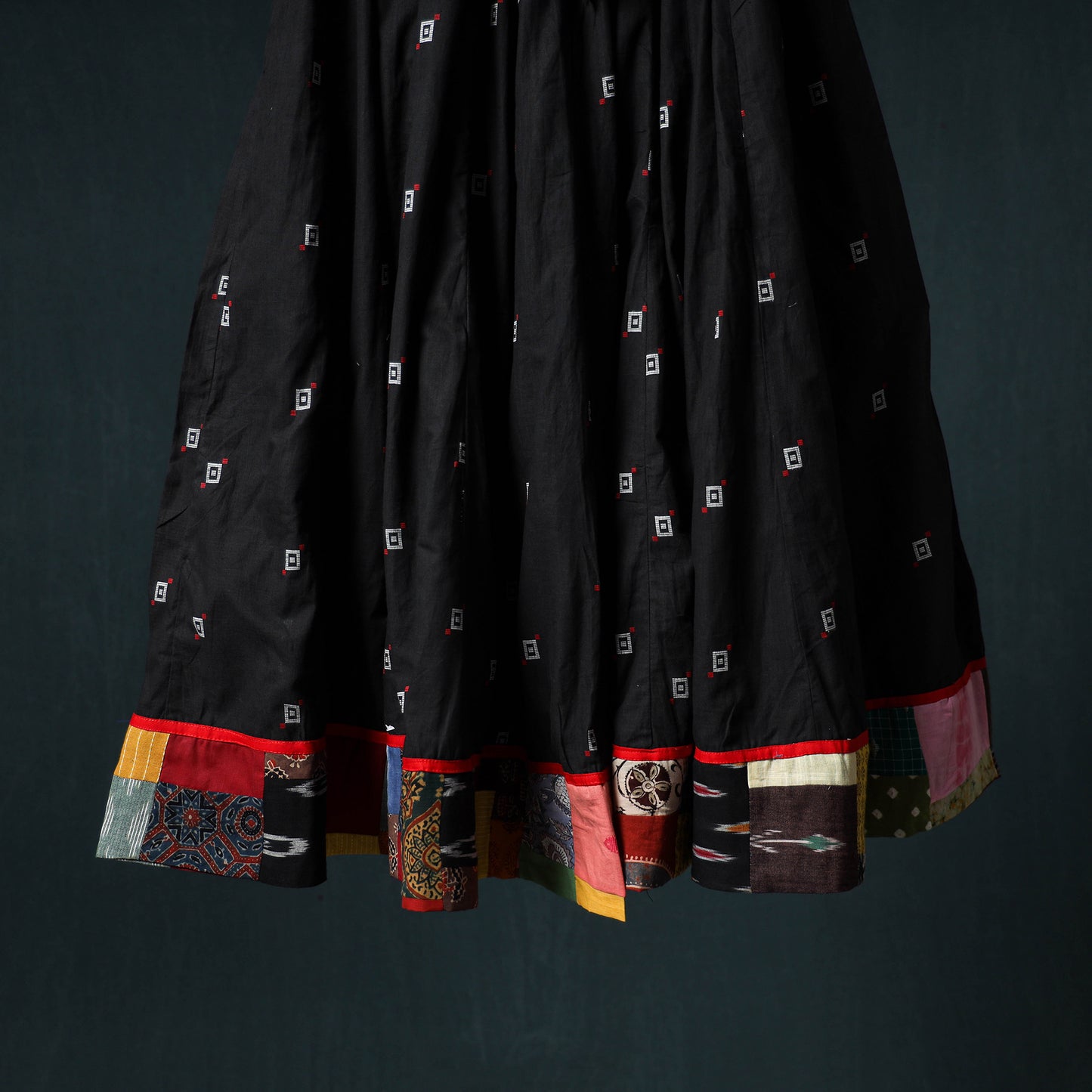Jacquard 24 Kali Cotton Long Skirt with Patchwork Border 12