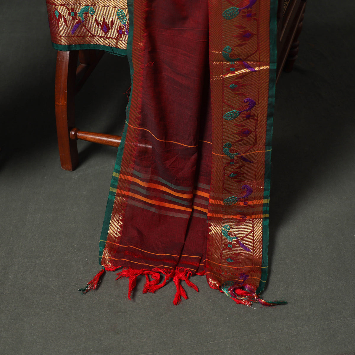 Dharwad Cotton Plain Zari Border Unstitched Dress Material: Kurta, Bottom & Dupatta 64