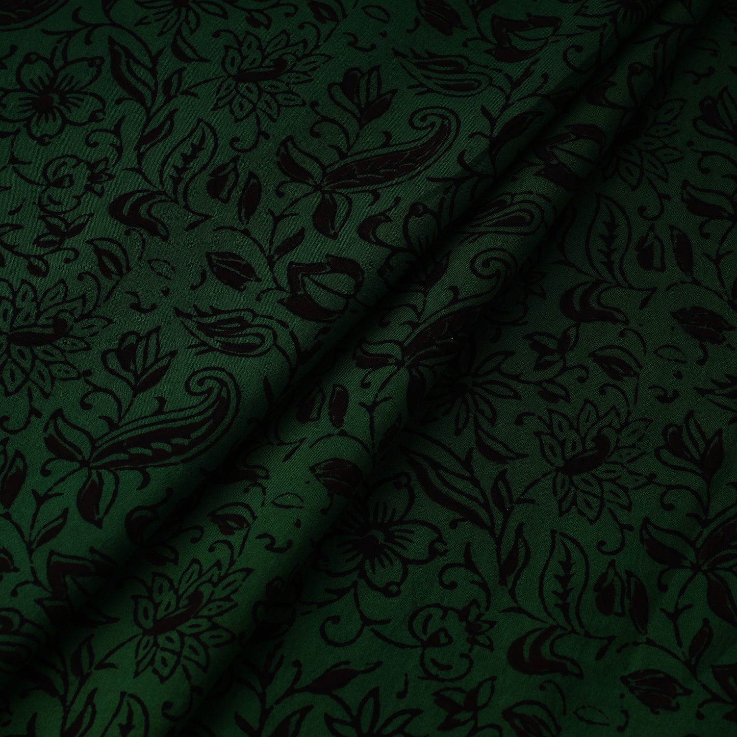 Green - Bagh Block Printed Cotton Fabric 16