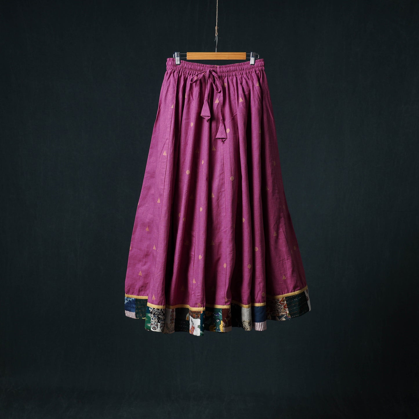 Jacquard 24 Kali Cotton Long Skirt with Patchwork Border 13