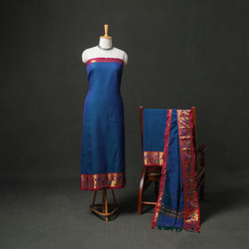 Dharwad Cotton Plain Zari Border Unstitched Dress Material: Kurta, Bottom & Dupatta 65