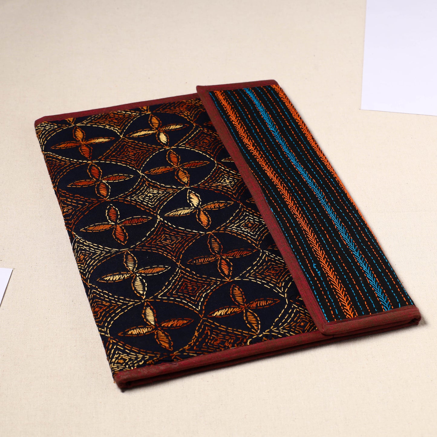 Handcrafted Bengal Kantha Work File Folder 78