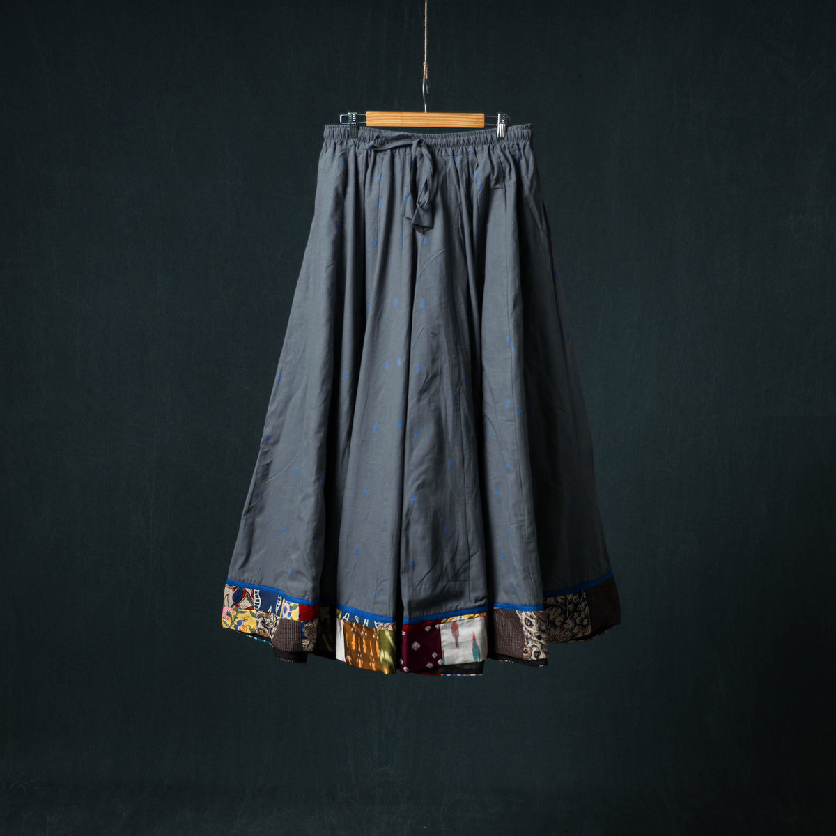 Jacquard 24 Kali Cotton Long Skirt with Patchwork Border 14