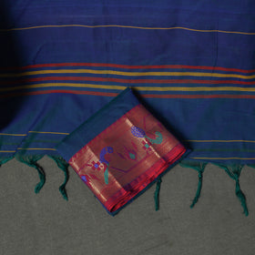 Dharwad Cotton Plain Zari Border Unstitched Dress Material: Kurta, Bottom & Dupatta 65
