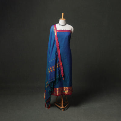 Dharwad Cotton Plain Zari Border Unstitched Dress Material: Kurta, Bottom & Dupatta 65
