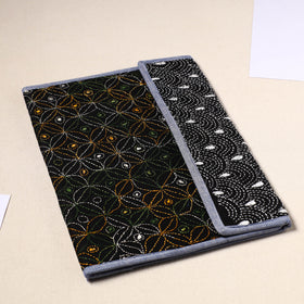 Black Handcrafted Bengal Kantha Work File Folder