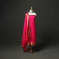 Pink - dharwad cotton plain zari border unstitched dress
