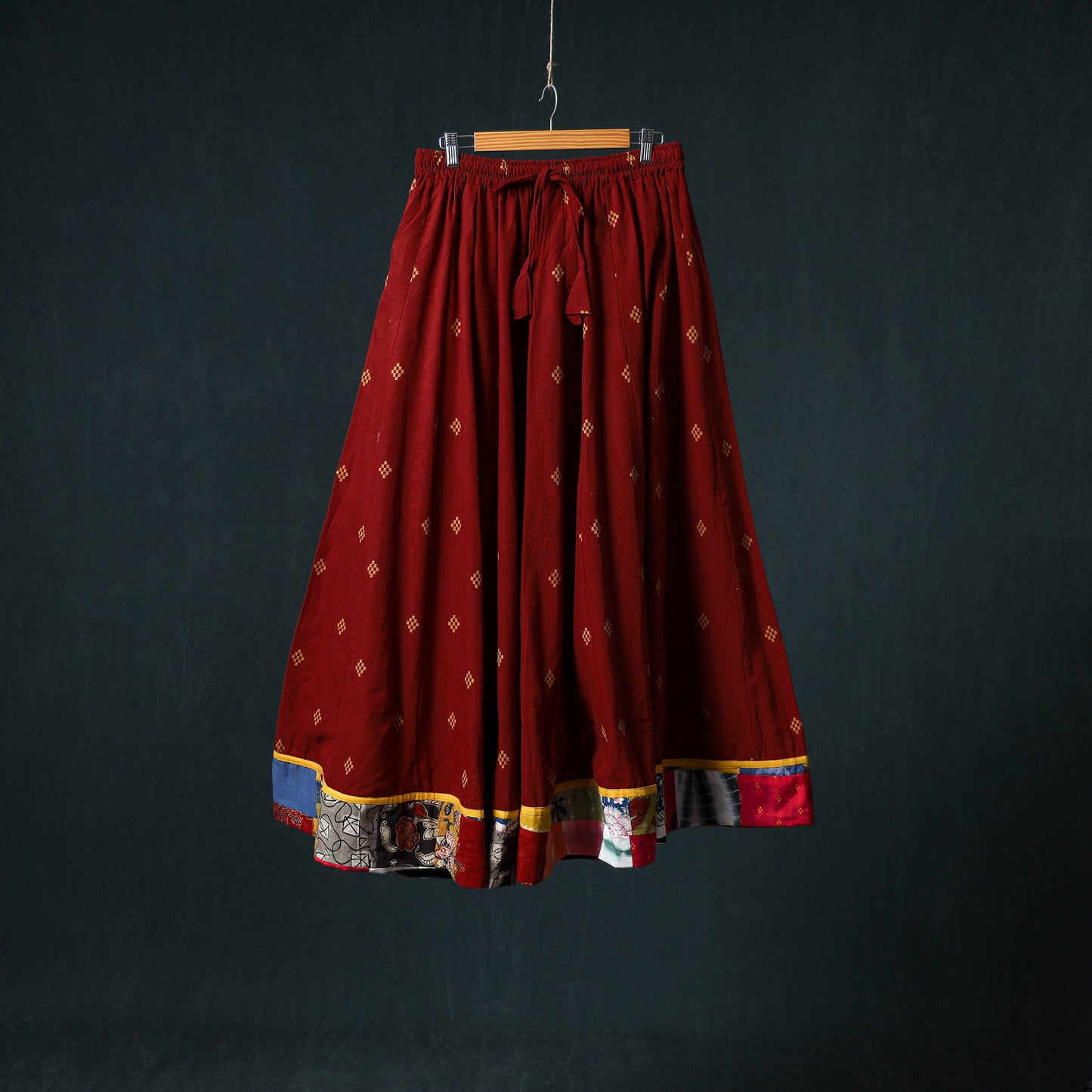 Jacquard 24 Kali Cotton Long Skirt with Patchwork Border 15