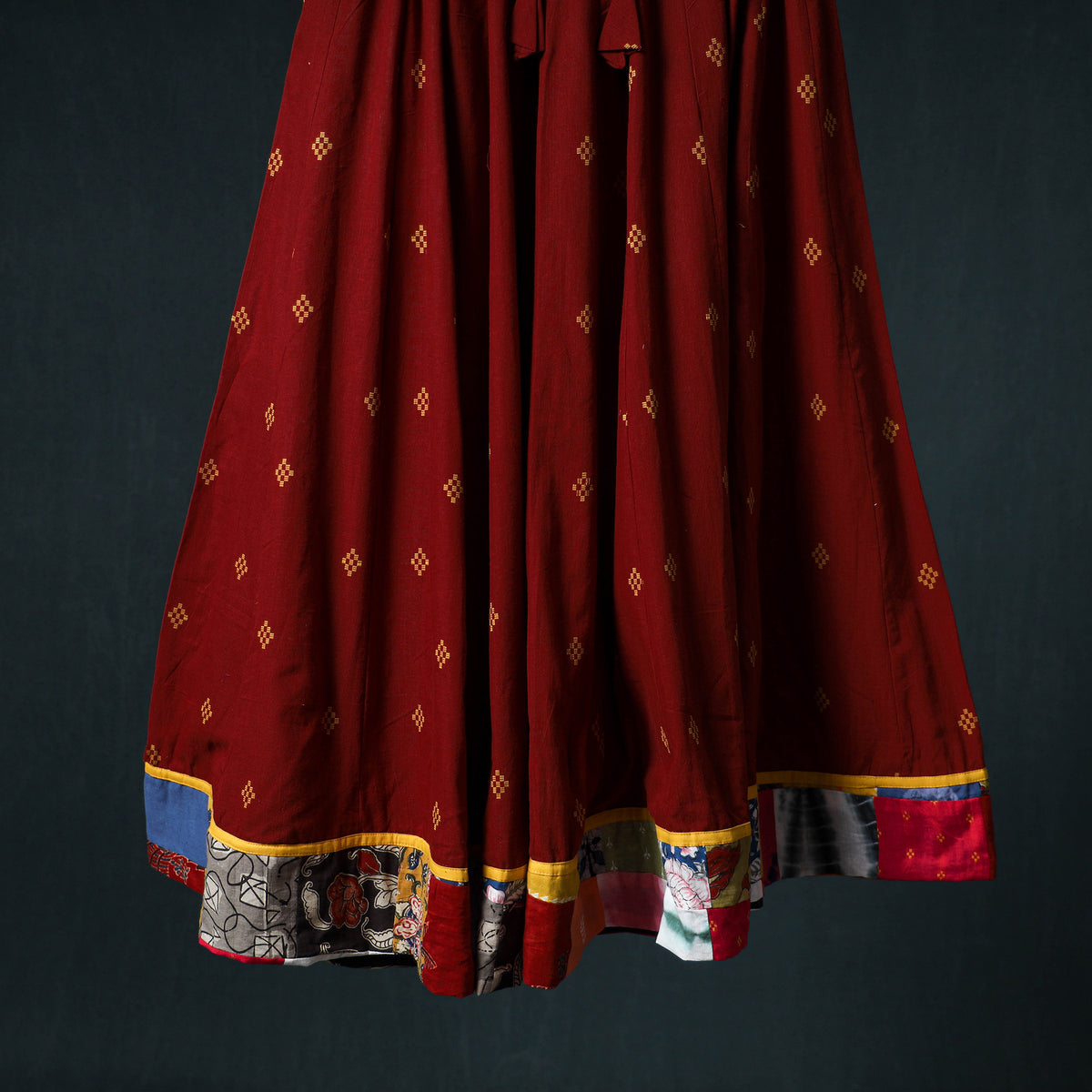 Jacquard 24 Kali Cotton Long Skirt with Patchwork Border 15