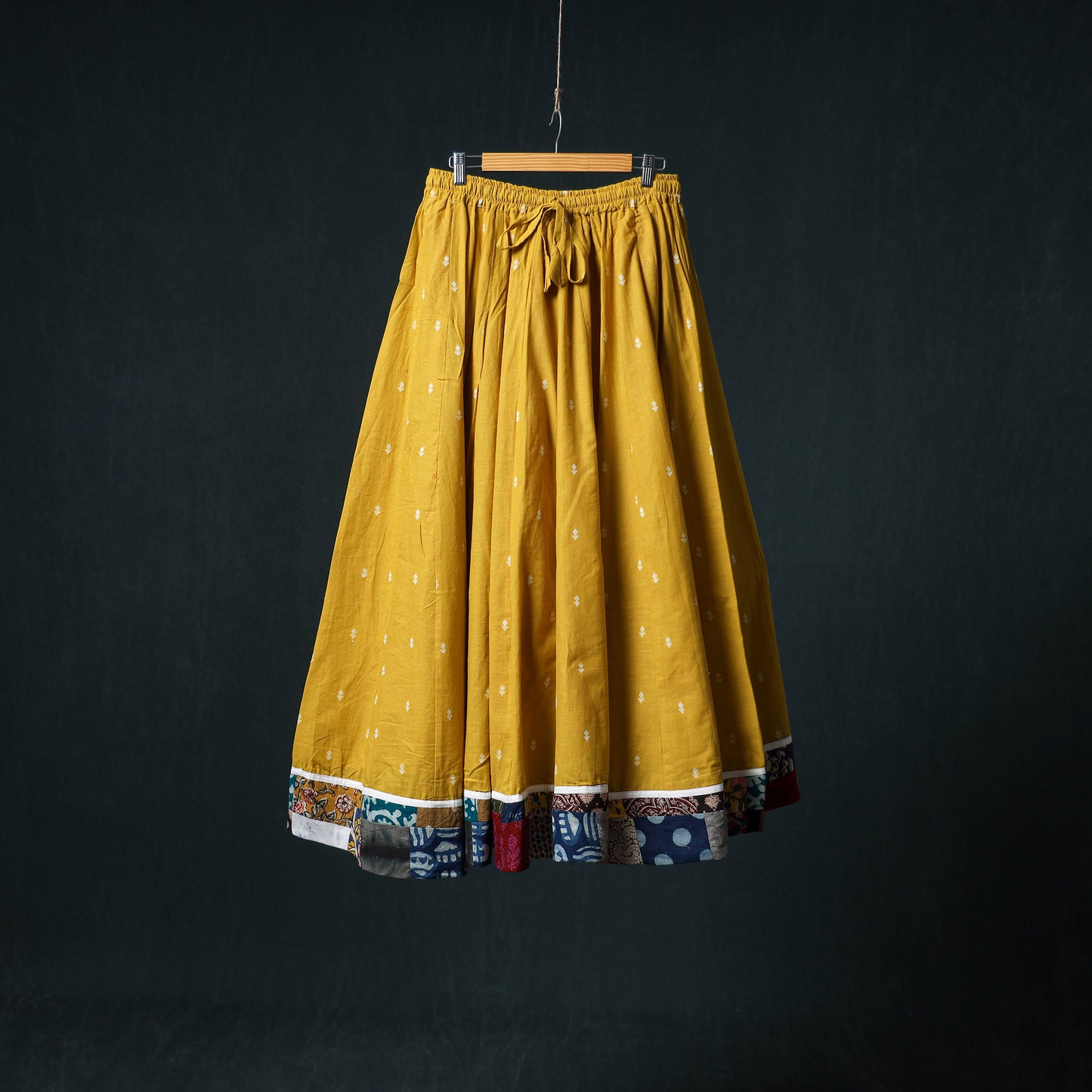 Jacquard 24 Kali Cotton Long Skirt with Patchwork Border 16