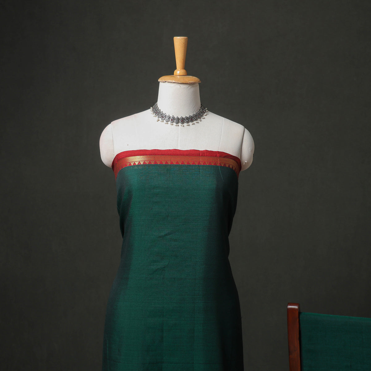 Dharwad Cotton Plain Zari Border Unstitched Dress Material: Kurta, Bottom & Dupatta 67