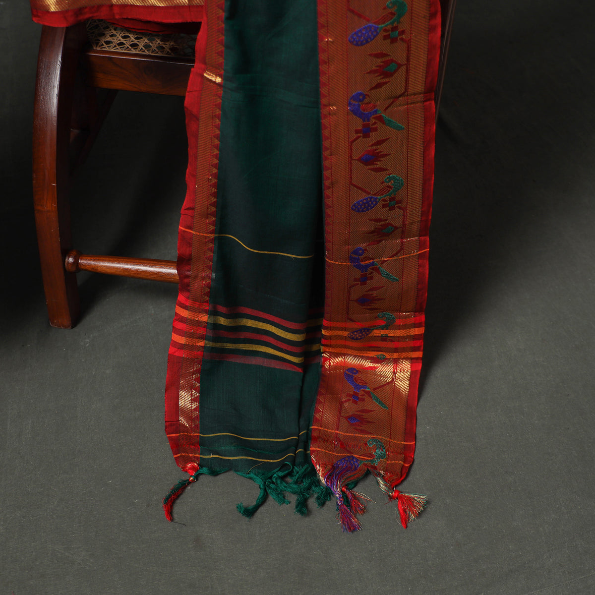 Dharwad Cotton Plain Zari Border Unstitched Dress Material: Kurta, Bottom & Dupatta 67