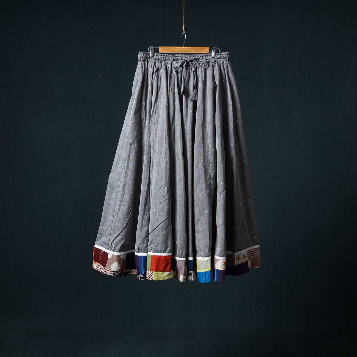 Jacquard 24 Kali Cotton Long Skirt with Patchwork Border 17