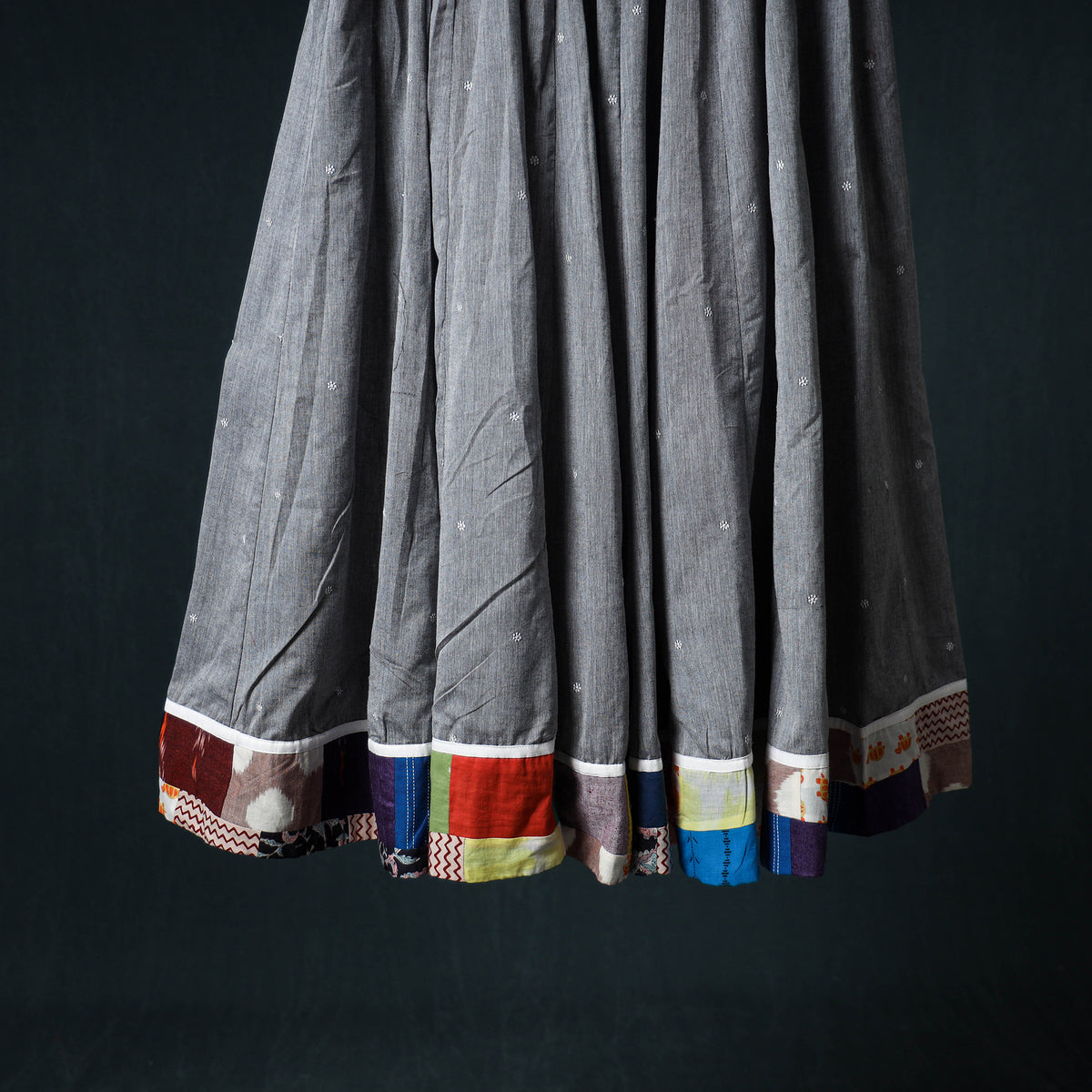 Jacquard 24 Kali Cotton Long Skirt with Patchwork Border 17