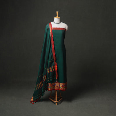 Dharwad Cotton Plain Zari Border Unstitched Dress Material: Kurta, Bottom & Dupatta 67