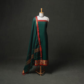 Dharwad Cotton Plain Zari Border Unstitched Dress Material: Kurta, Bottom & Dupatta 67