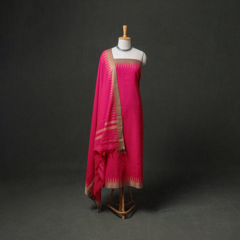 Dharwad Cotton Plain Thread Border Unstitched Dress Material: Kurta, Bottom & Dupatta 68