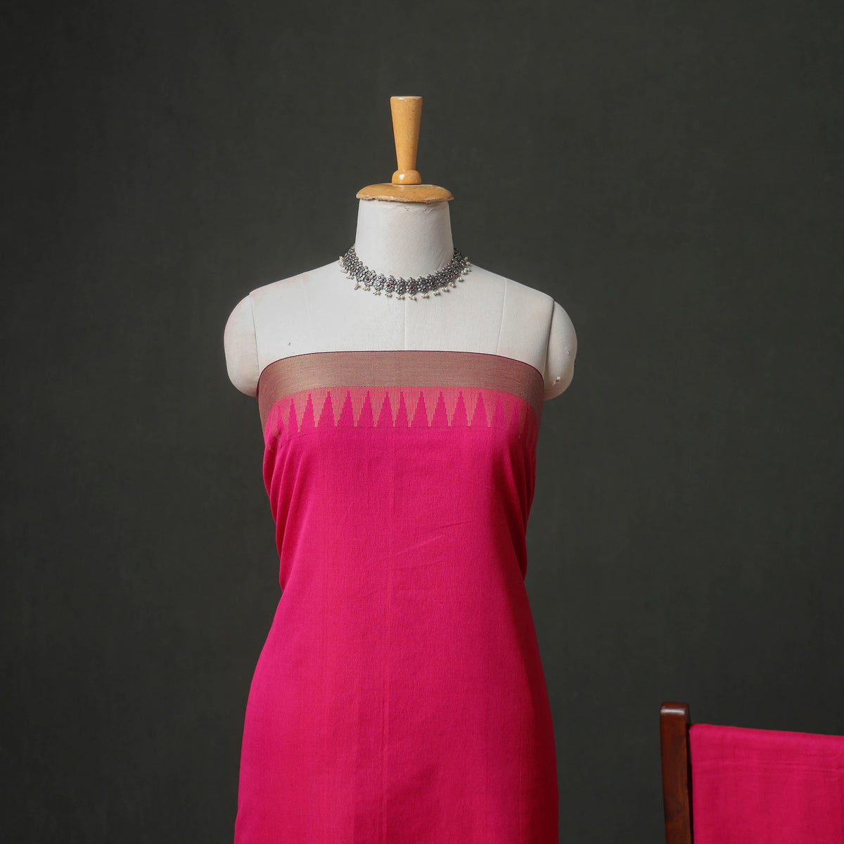 Dharwad Cotton Plain Thread Border Unstitched Dress Material: Kurta, Bottom & Dupatta 68