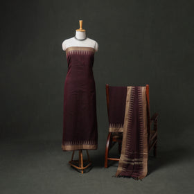 Dharwad Cotton Plain Thread Border Unstitched Dress Material: Kurta, Bottom & Dupatta 69