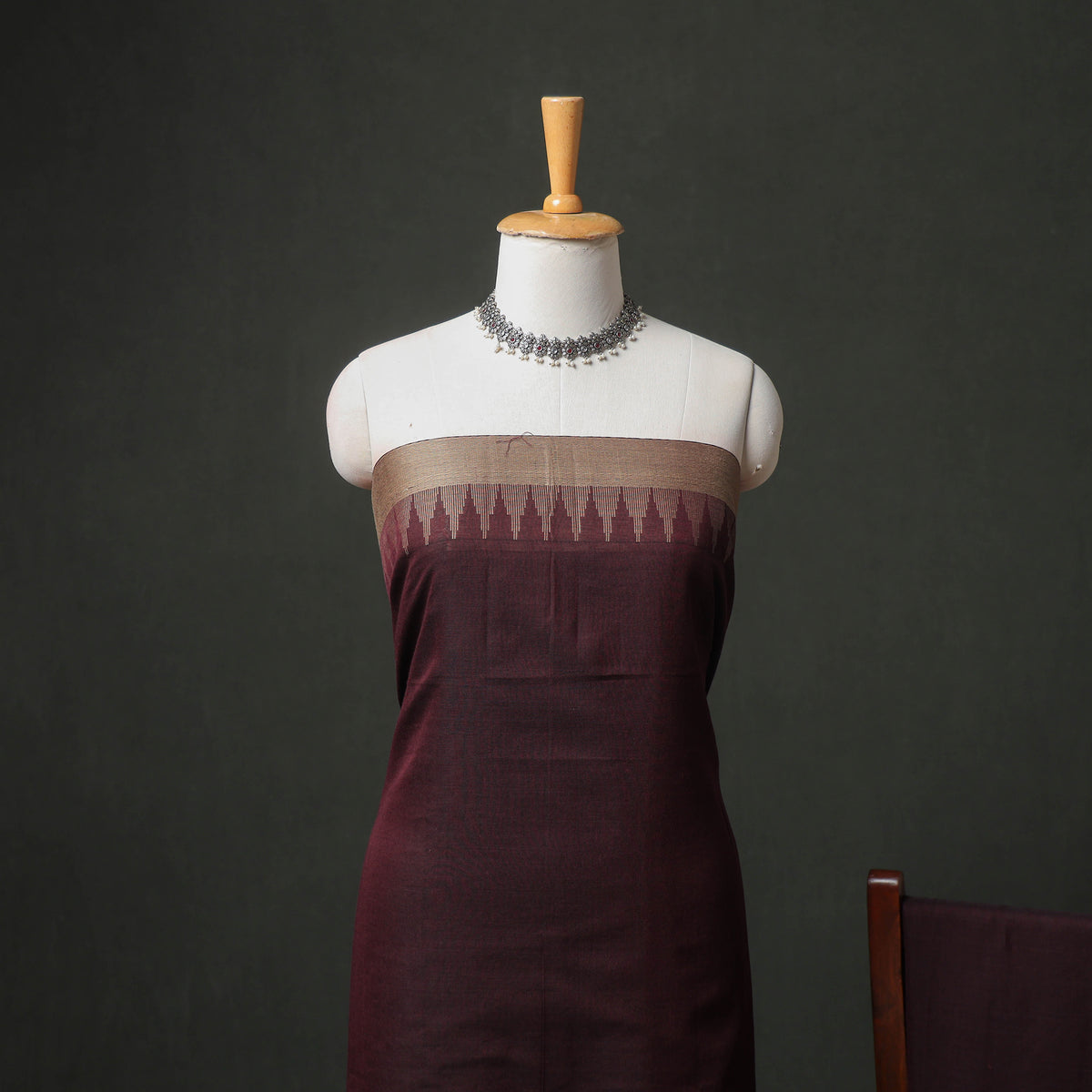 Dharwad Cotton Plain Thread Border Unstitched Dress Material: Kurta, Bottom & Dupatta 69