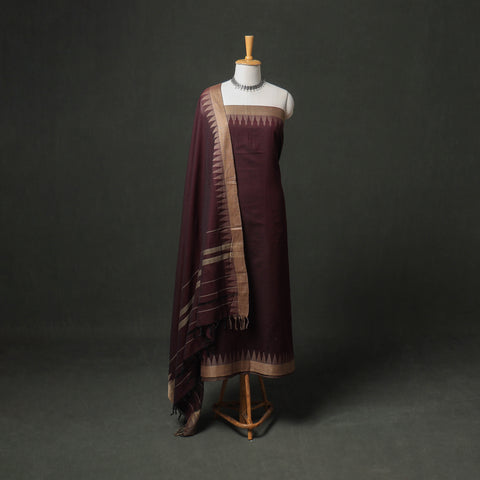 Dharwad Cotton Plain Thread Border Unstitched Dress Material: Kurta, Bottom & Dupatta 69