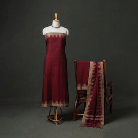 Dharwad Cotton Plain Thread Border Unstitched Dress Material: Kurta, Bottom & Dupatta 70