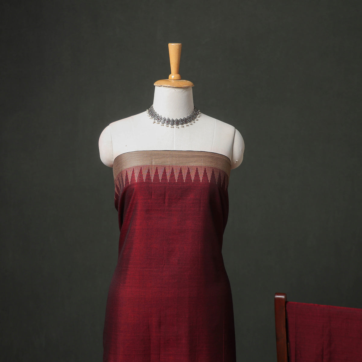 Dharwad Cotton Plain Thread Border Unstitched Dress Material: Kurta, Bottom & Dupatta 70