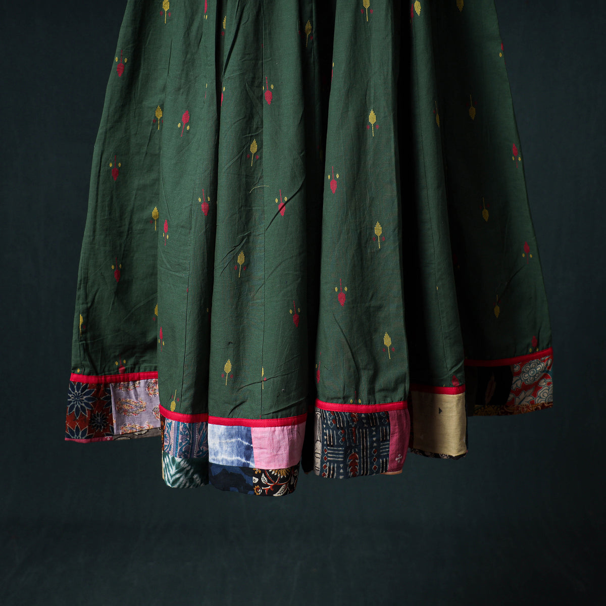 Jacquard 24 Kali Cotton Long Skirt with Patchwork Border 20