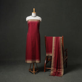 Dharwad Cotton Plain Thread Border Unstitched Dress Material: Kurta, Bottom & Dupatta 71