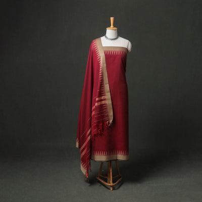 Dharwad Cotton Plain Thread Border Unstitched Dress Material: Kurta, Bottom & Dupatta 71