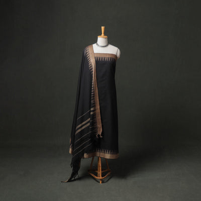 Dharwad Cotton Plain Thread Border Unstitched Dress Material: Kurta, Bottom & Dupatta 72