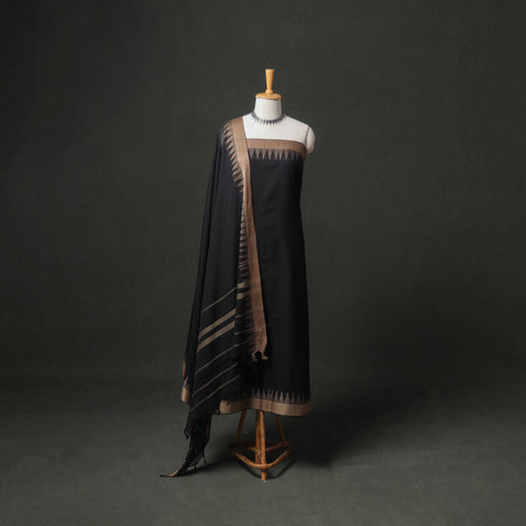 Dharwad Cotton Plain Thread Border Unstitched Dress Material: Kurta, Bottom & Dupatta 72
