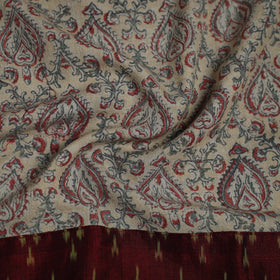 Buy Beige Block Print Woollen Kalamkari Blouse Piece Online 