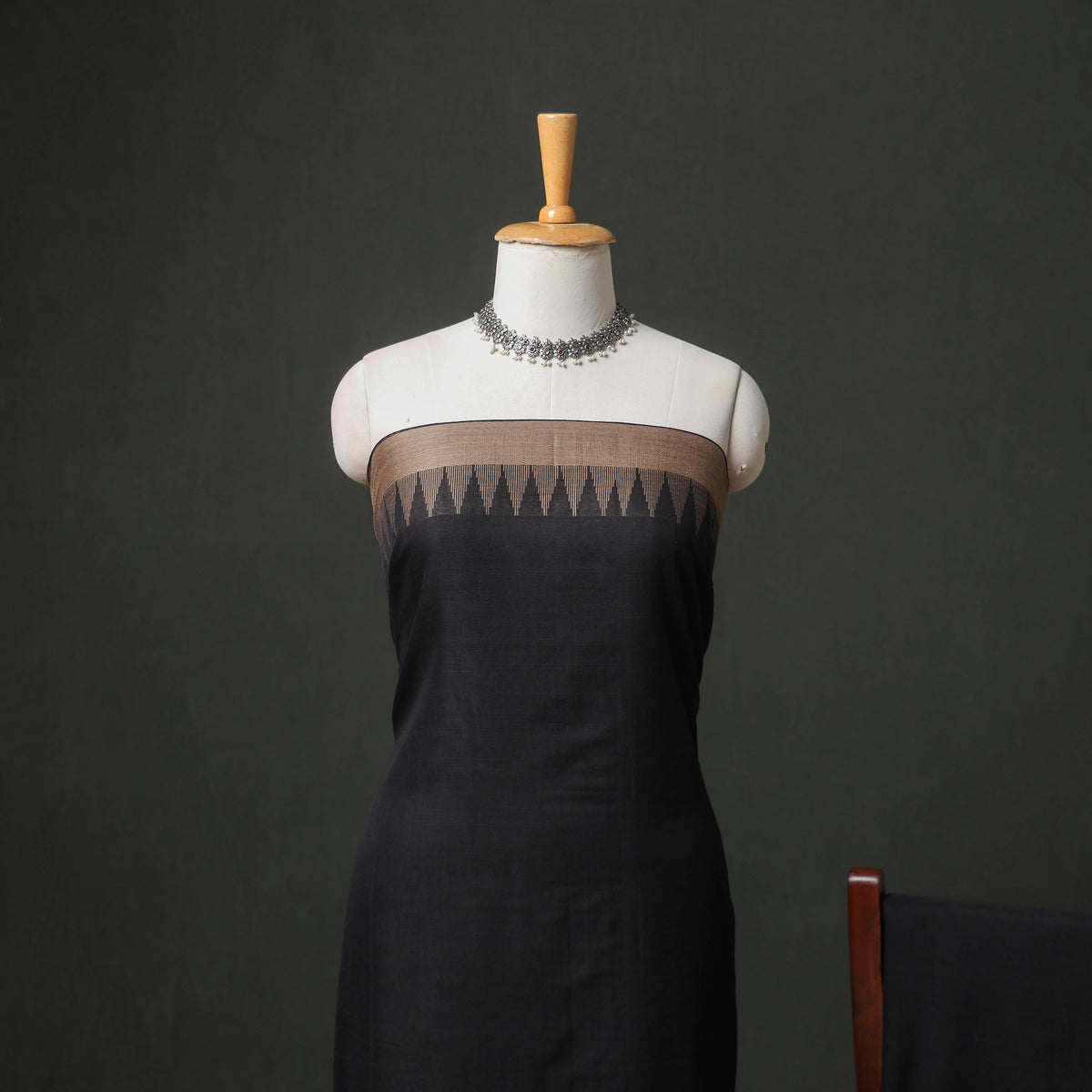 Dharwad Cotton Plain Thread Border Unstitched Dress Material: Kurta, Bottom & Dupatta 72