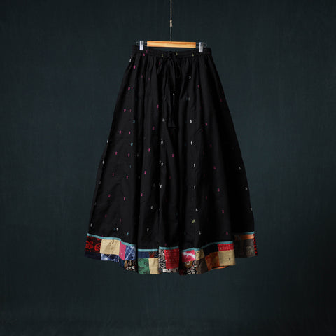 Black - Jacquard 24 Kali Cotton Long Skirt with Patchwork Border 23