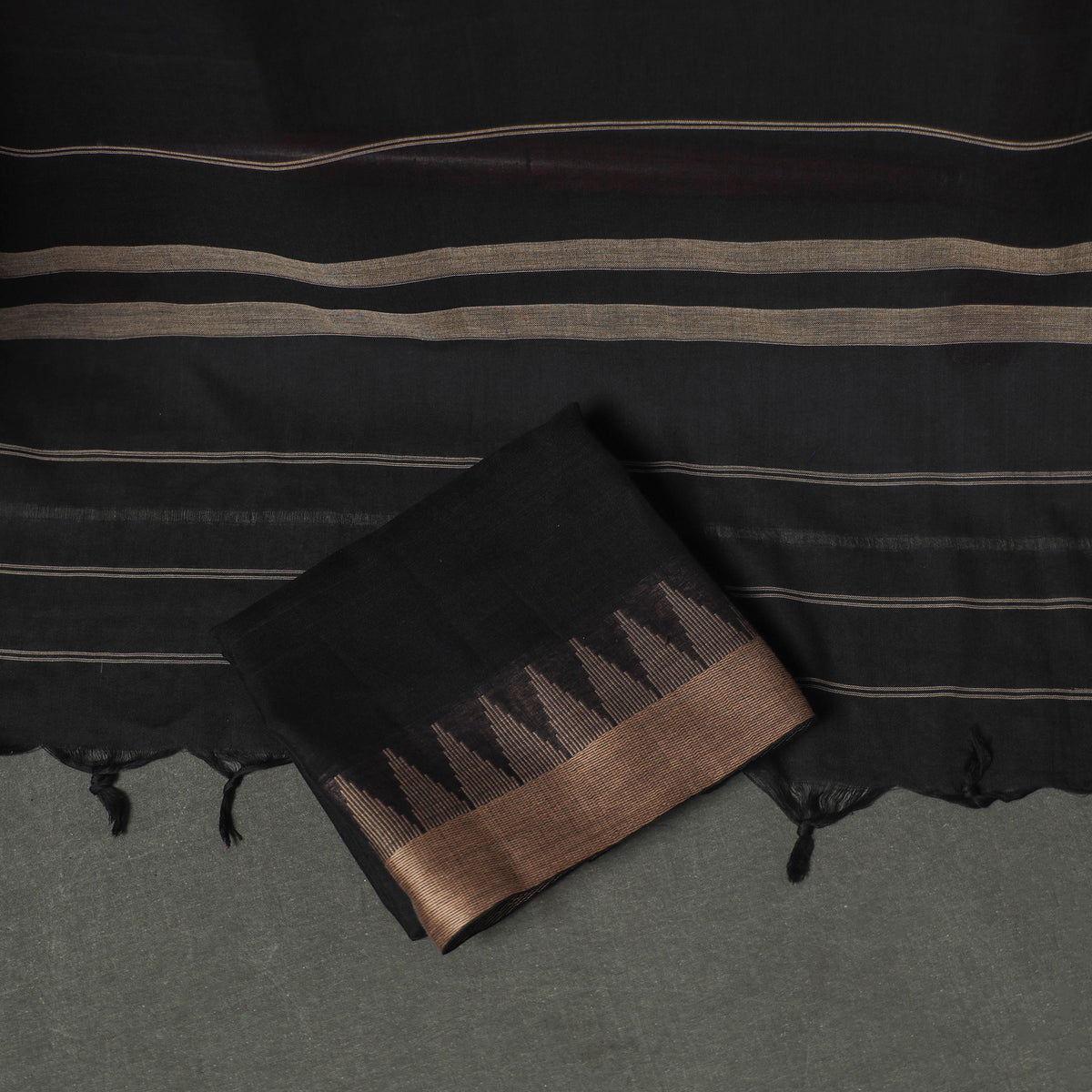 Dharwad Cotton Plain Thread Border Unstitched Dress Material: Kurta, Bottom & Dupatta 72