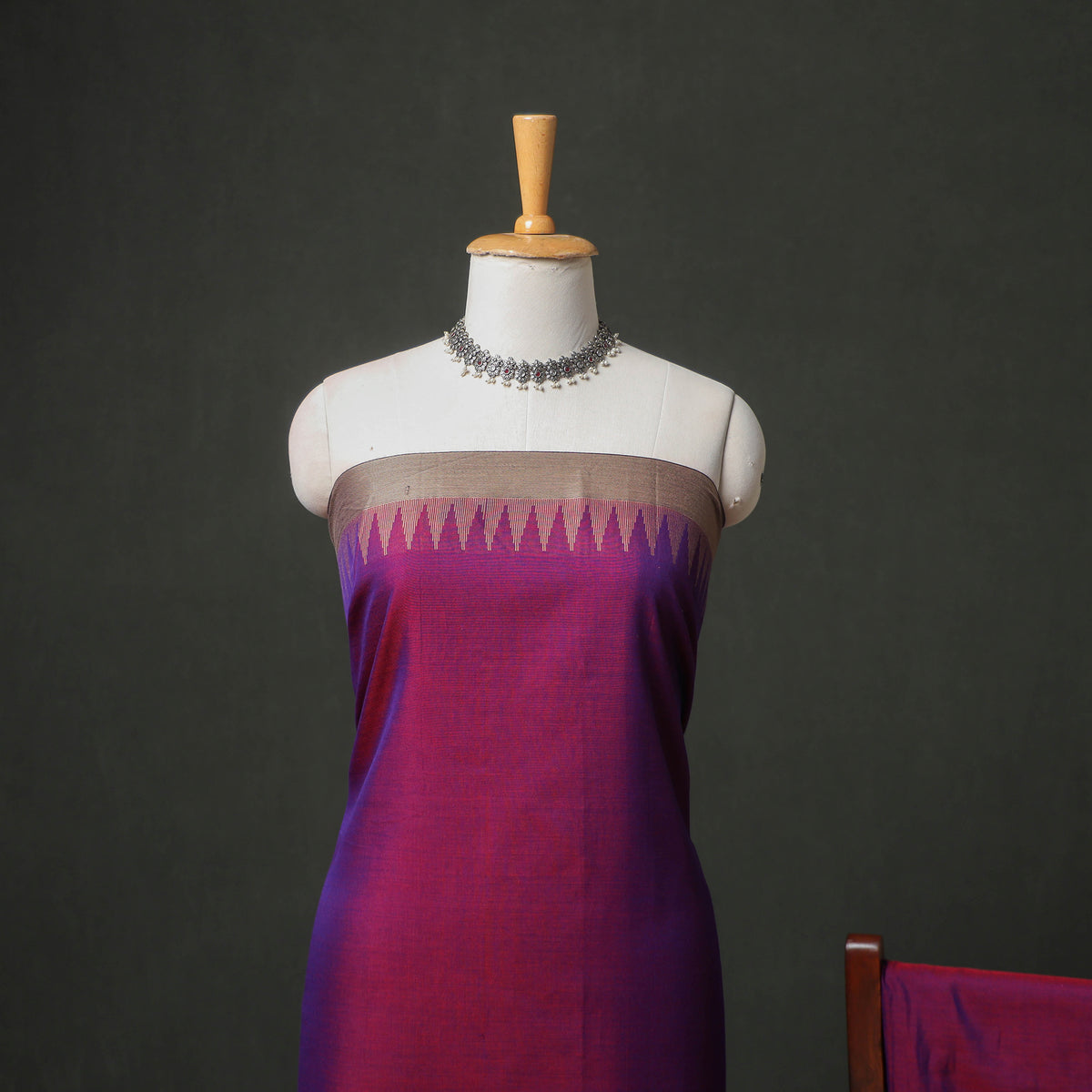 Dharwad Cotton Plain Thread Border Unstitched Dress Material: Kurta, Bottom & Dupatta 73