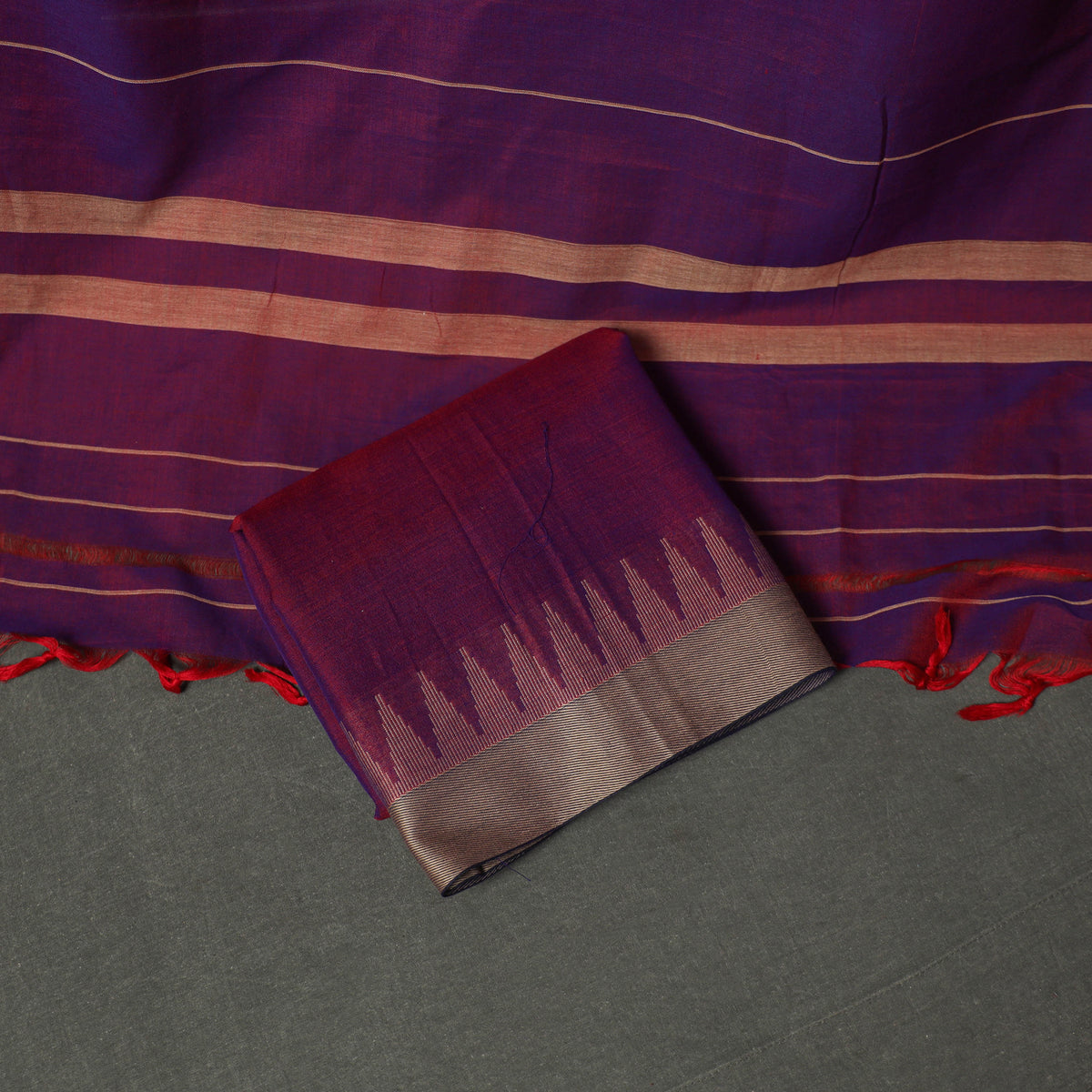 Dharwad Cotton Plain Thread Border Unstitched Dress Material: Kurta, Bottom & Dupatta 73