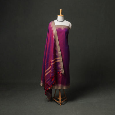 Dharwad Cotton Plain Thread Border Unstitched Dress Material: Kurta, Bottom & Dupatta 73