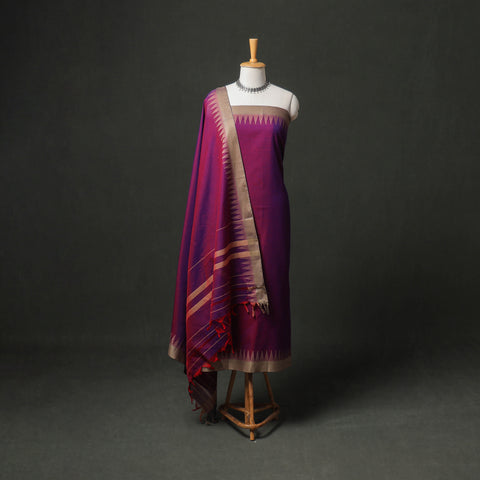 Dharwad Cotton Plain Thread Border Unstitched Dress Material: Kurta, Bottom & Dupatta 73