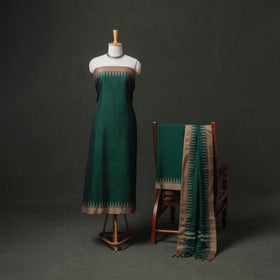 Dharwad Cotton Plain Thread Border Unstitched Dress Material: Kurta, Bottom & Dupatta 74