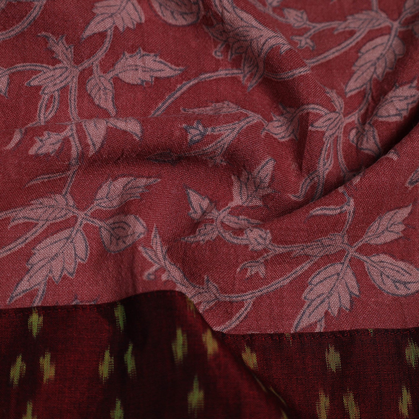 Red - Block Print Woollen Kalamkari Blouse Piece 46