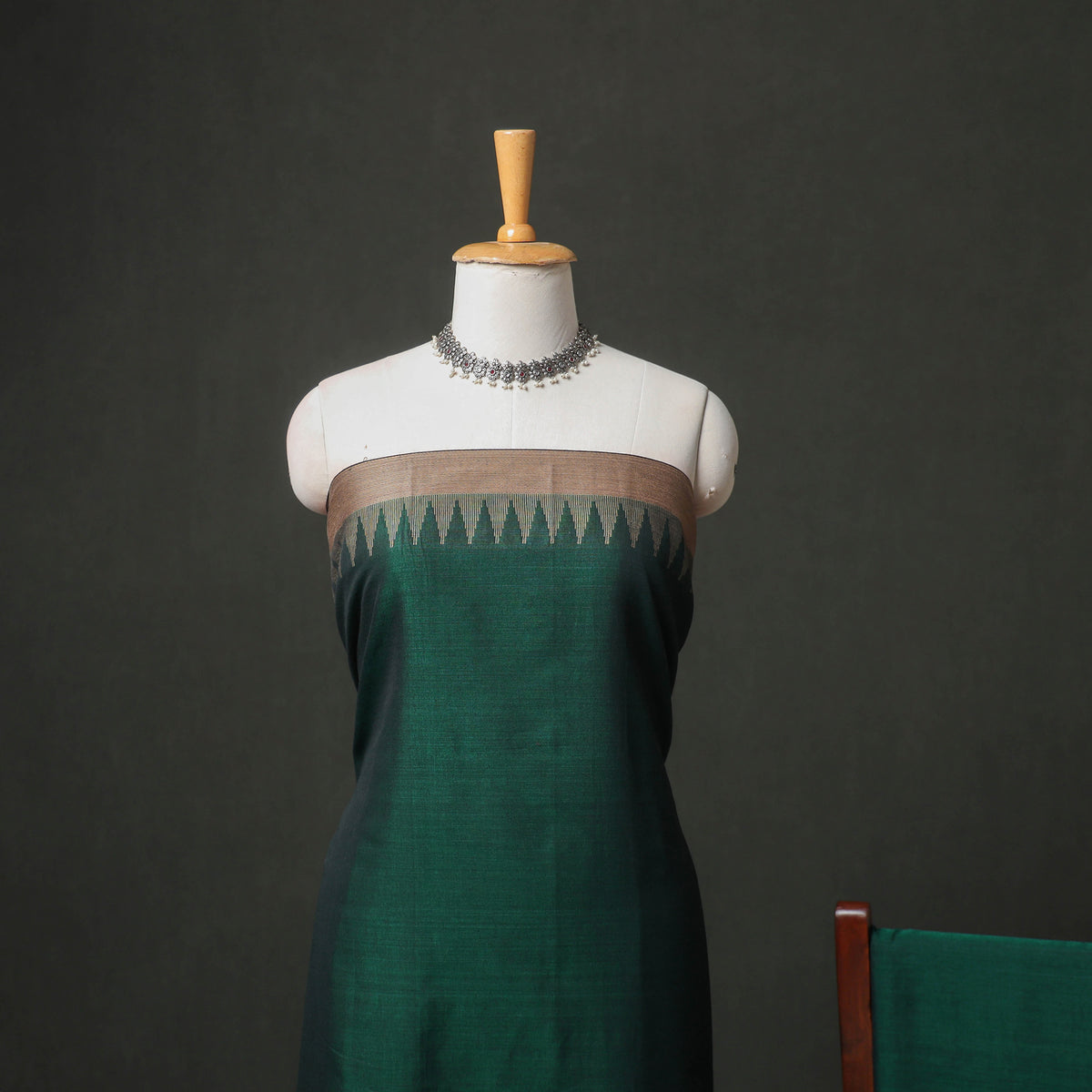 Dharwad Cotton Plain Thread Border Unstitched Dress Material: Kurta, Bottom & Dupatta 74