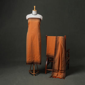 Dharwad Cotton Plain Thread Border Unstitched Dress Material: Kurta, Bottom & Dupatta 75