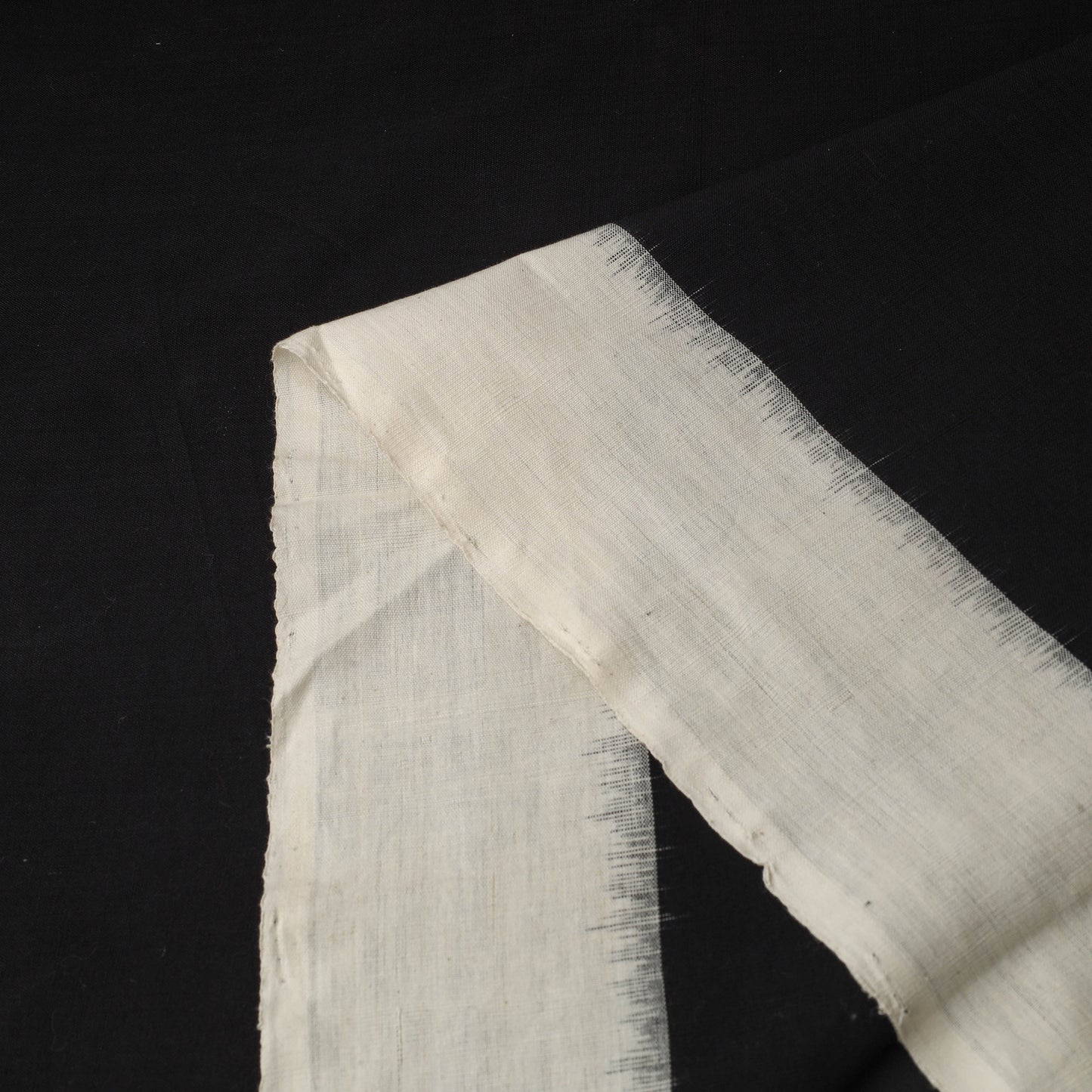 Black - Pochampally Ikat Weave Pure Handloom Cotton Fabric 01