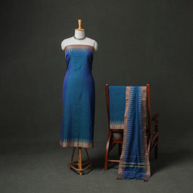 Dharwad Cotton Plain Thread Border Unstitched Dress Material: Kurta, Bottom & Dupatta 76