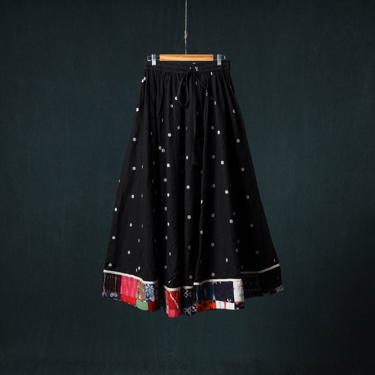 Jacquard 24 Kali Cotton Long Skirt with Patchwork Border 27