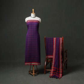 Dharwad Cotton Plain Thread Border Unstitched Dress Material: Kurta, Bottom & Dupatta 77
