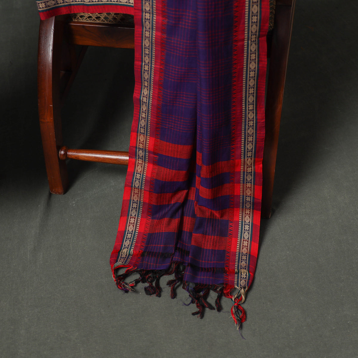Dharwad Cotton Plain Thread Border Unstitched Dress Material: Kurta, Bottom & Dupatta 77
