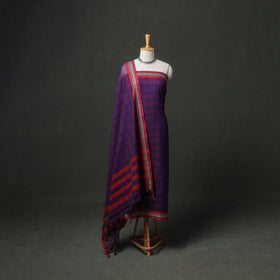 Dharwad Cotton Plain Thread Border Unstitched Dress Material: Kurta, Bottom & Dupatta 77